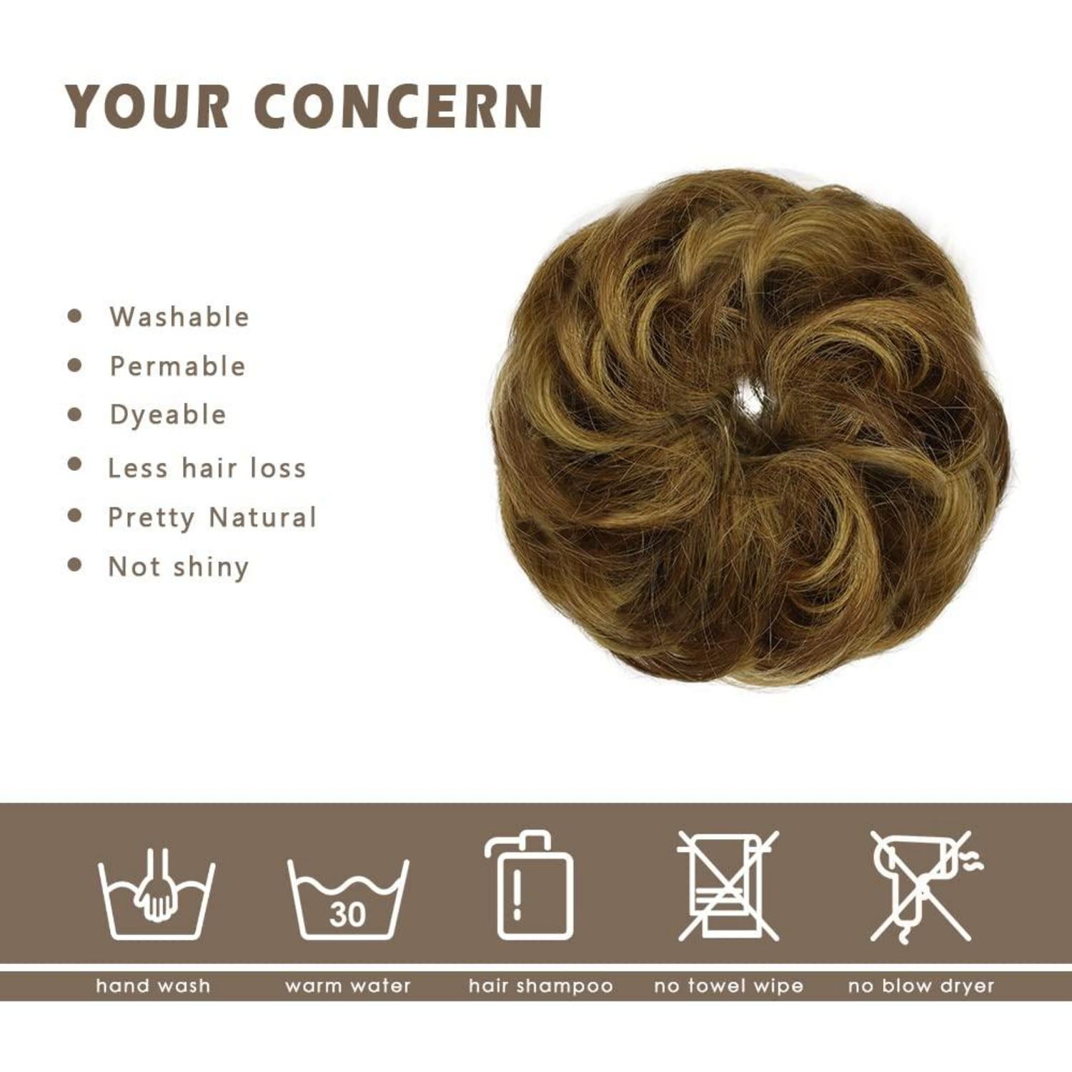Echthaar Haargummi Hochsteckfrisur Extensions 100% 4P27# Braune Blond
