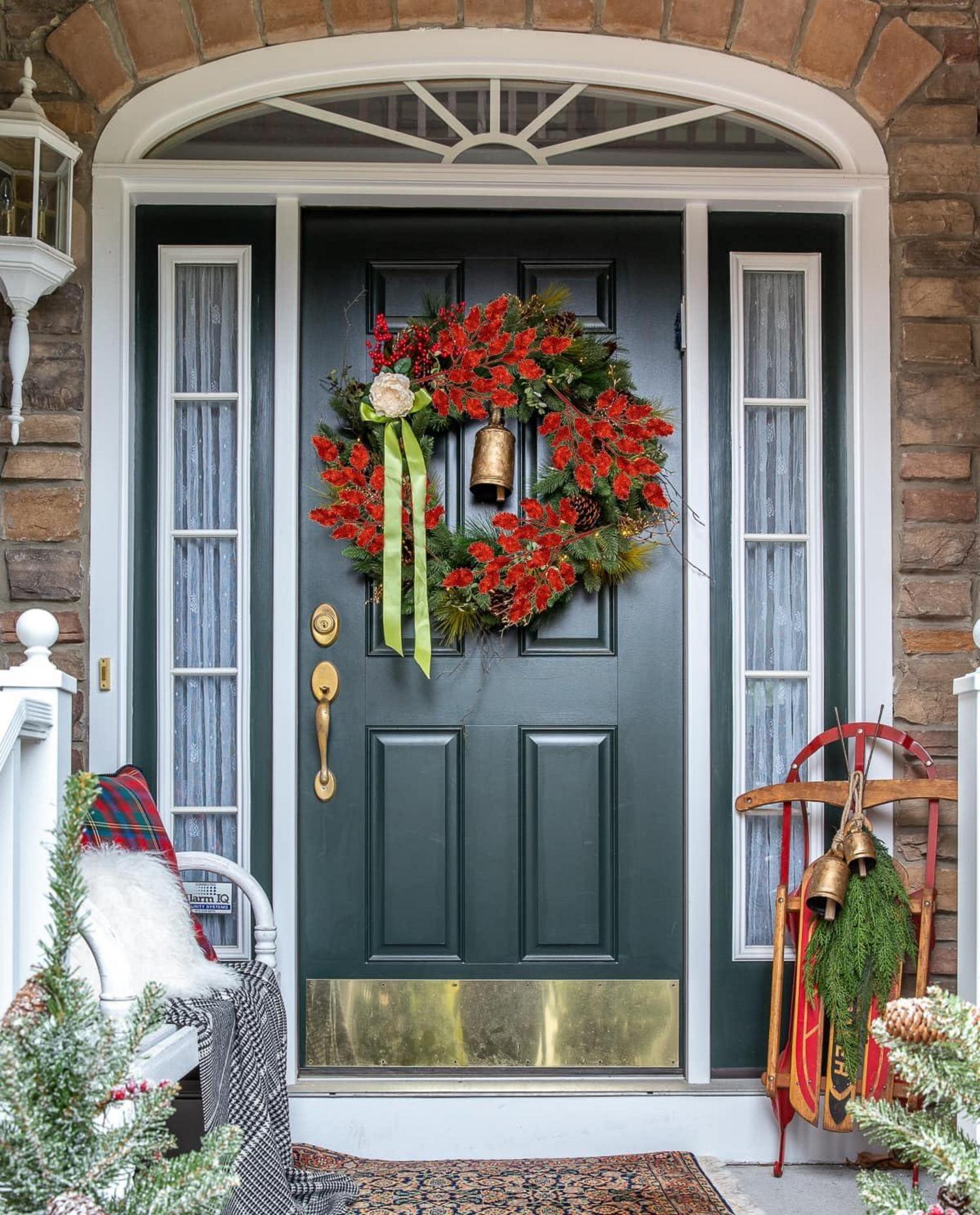 Kunstzweig Weihnachtsdeko Eichenblätter Glitzernd 6er Set 58CM Rot