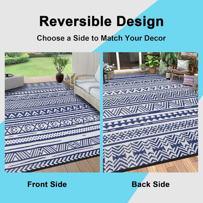 SHACOS Outdoor Teppich 180x270cm Blau Wetterfest Balkon Garten Matschy