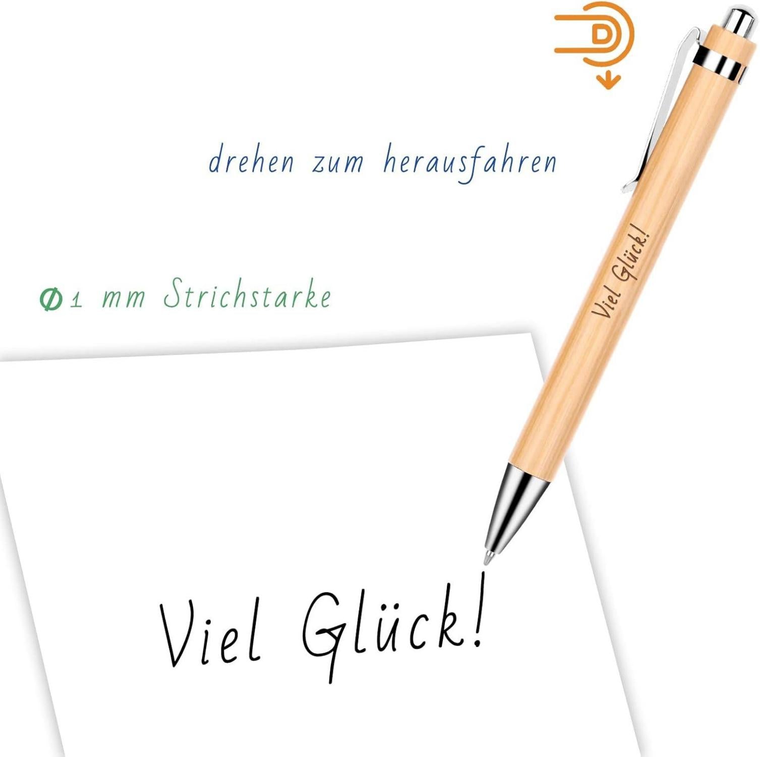 Nachhaltiger Bambus Kugelschreiber mit Gravur blue Dokumentenecht