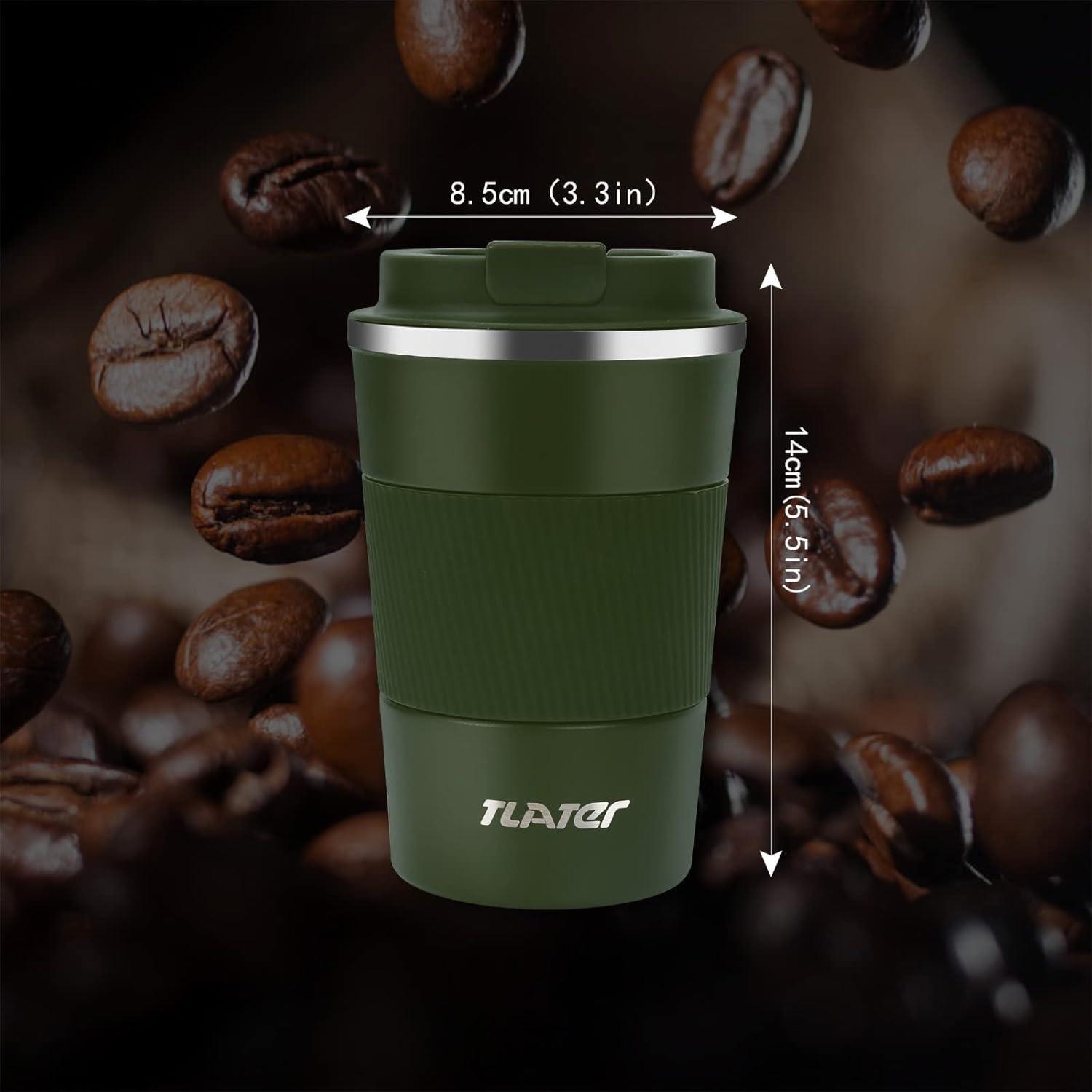 Tlater Kaffeetasse to go 380ml Thermobecher Edelstahl Vakuum Mug Grün