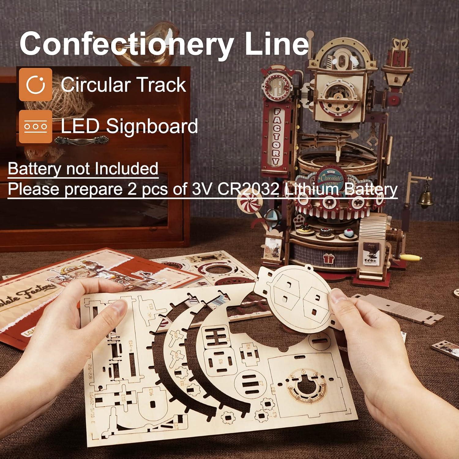 ROKR Holzpuzzle Kugelbahn Bausatz Marble Chocolate Factory