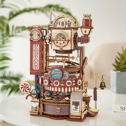 ROKR 3D Holzpuzzle Kugelbahn Bausatz - Süßigkeitenproduktion 【420