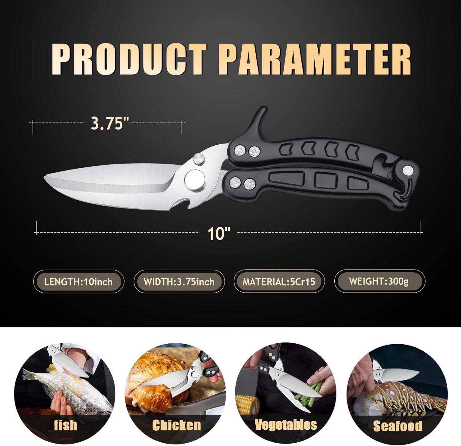 Geflügelschere Abnehmbar Fleischschere Knochenschere Schwarz