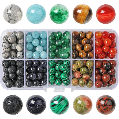 8mm Natürliche Edelsteinperlen - 200 Stück zum Schmuck Basteln