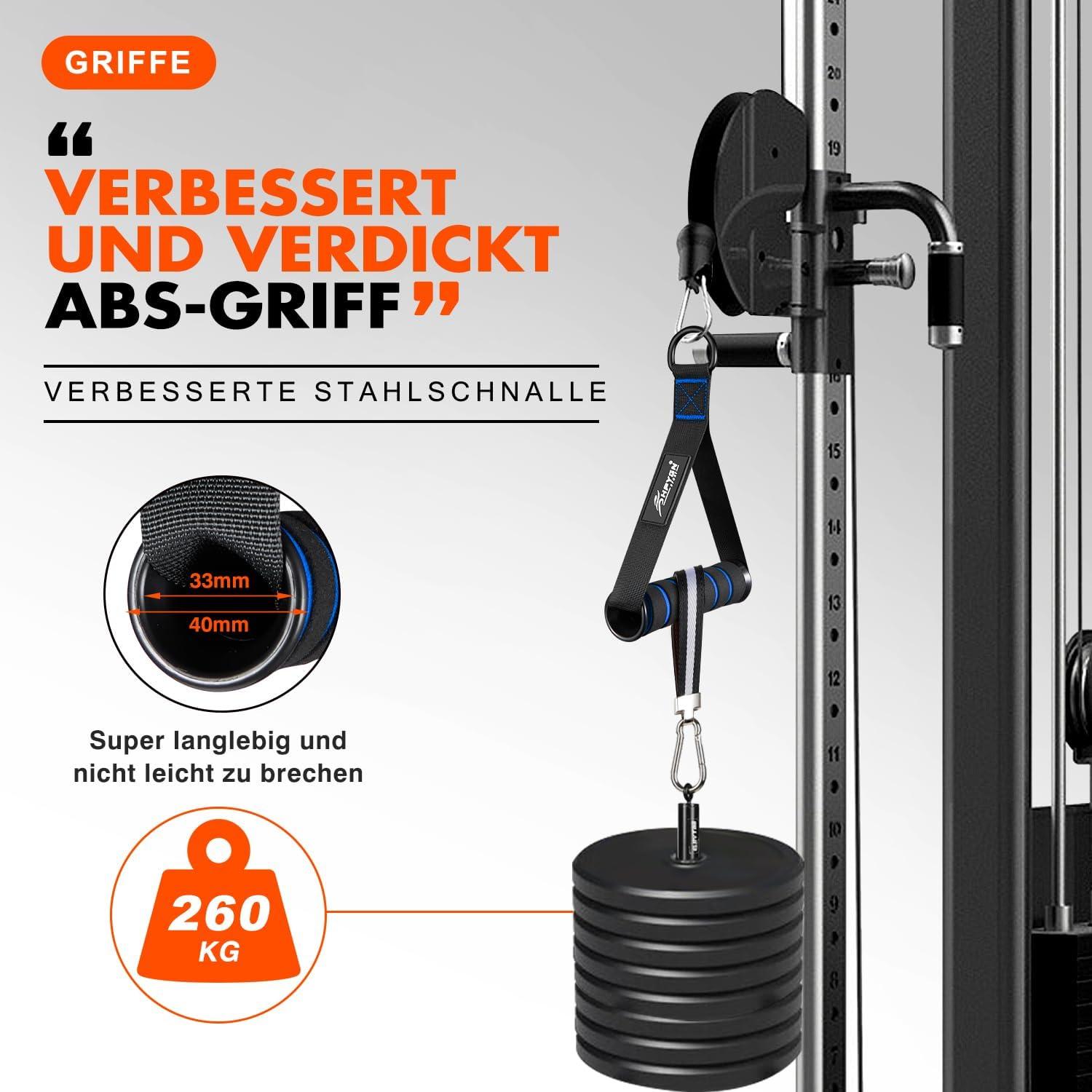 Fitnessband Griffe grau/rot, 2 Stück für Krafttraining und Cardio