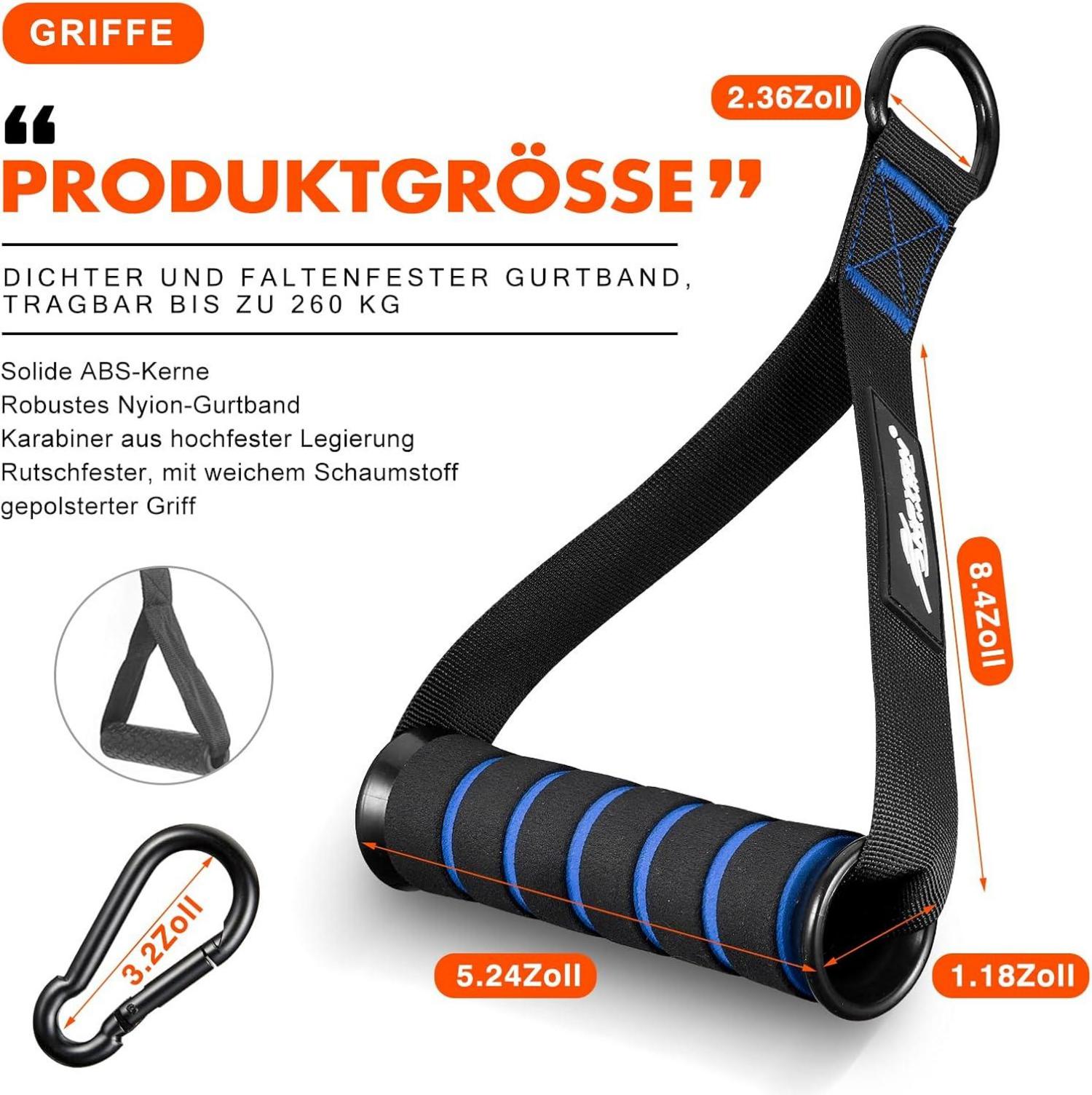 Fitnessband Griffe grau/rot, 2 Stück für Krafttraining und Cardio