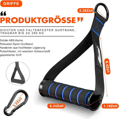 Fitnessband Griffe grau/rot, 2 Stück für Krafttraining und Cardio