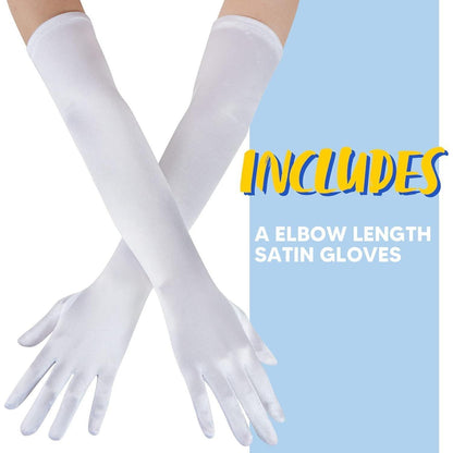 Lange Satin Handschuhe 20er Jahre Flapper Weiß