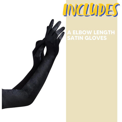 Lange Satin Handschuhe 20er Jahre Flapper Opern Handschuhe Schwarz