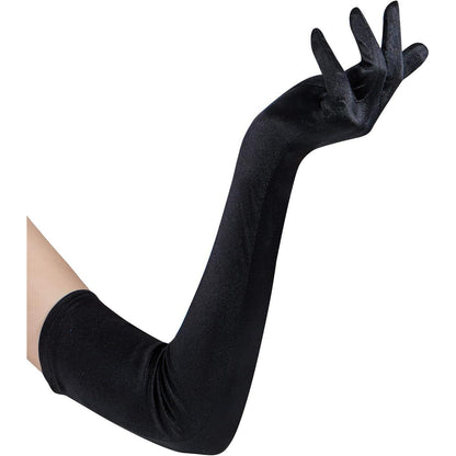 Lange Satin Handschuhe 20er Jahre Flapper Opern Handschuhe Schwarz