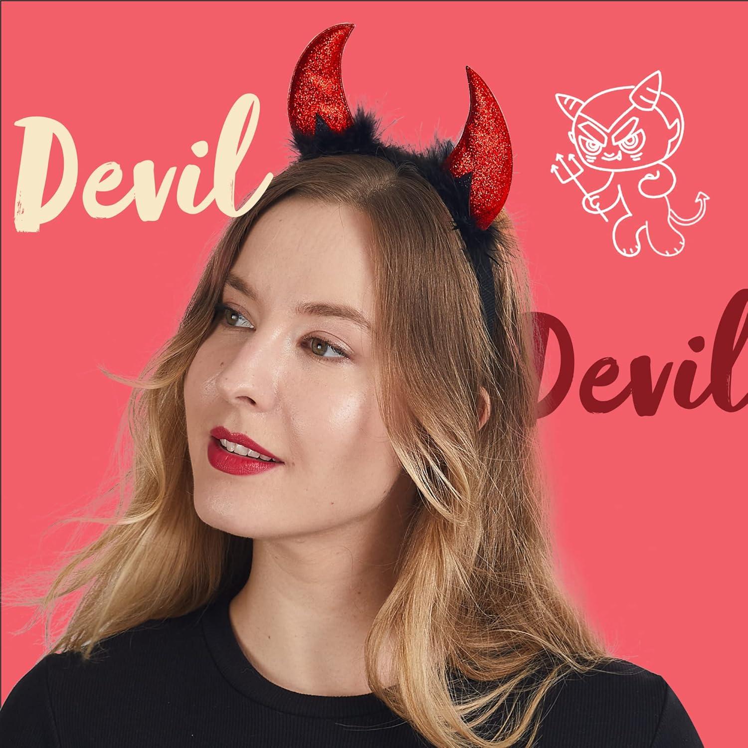Halloween Teufelshörner Stirnband Rot für Kinder Frauen