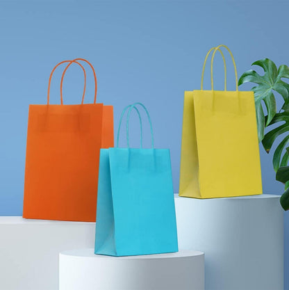 Geschenktüten Bunt mit henkel 30 Stück, Candy Tüten Kindergeburtstag, Party, Hochzeiten