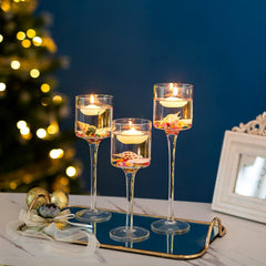6er Set Teelichthalter Glas Stumpenkerzen Kerzenständer