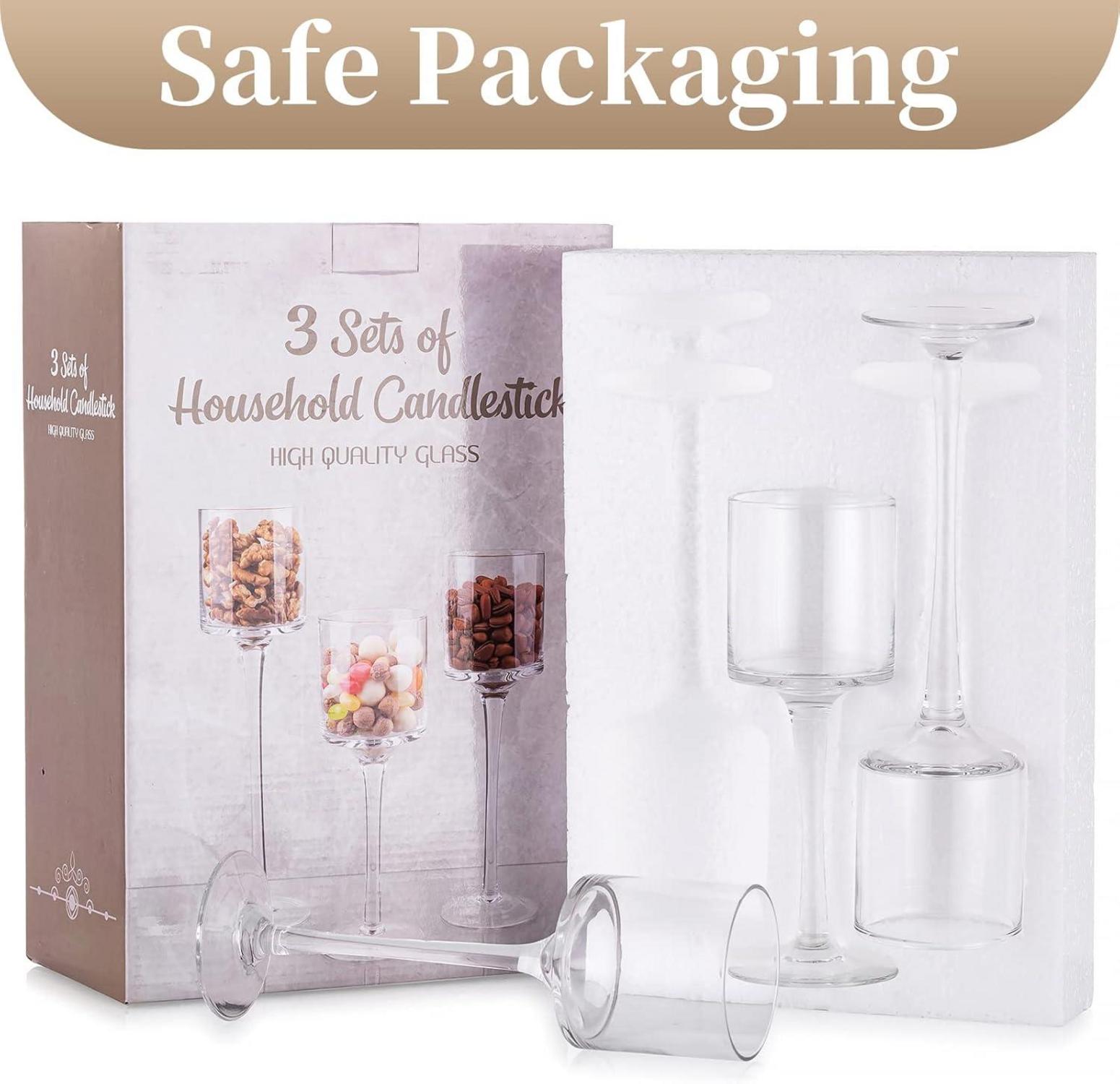 Teelichthalter Glas Kerzenständer Set 6-teilig Hochzeit Deko