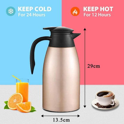 Thermoskanne 2L Edelstahl Isolierkanne Quick Tip Kaffeekanne
