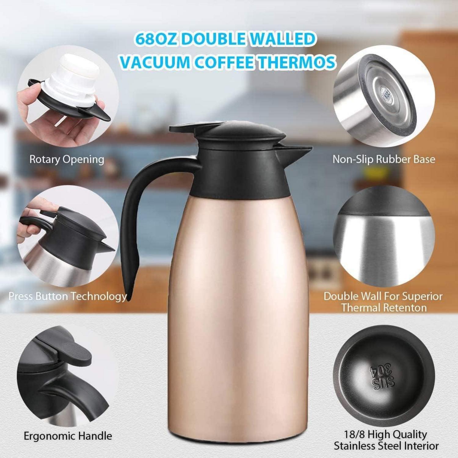 Thermoskanne Edelstahl Isolierkanne 2L Quick Tip Verschluss