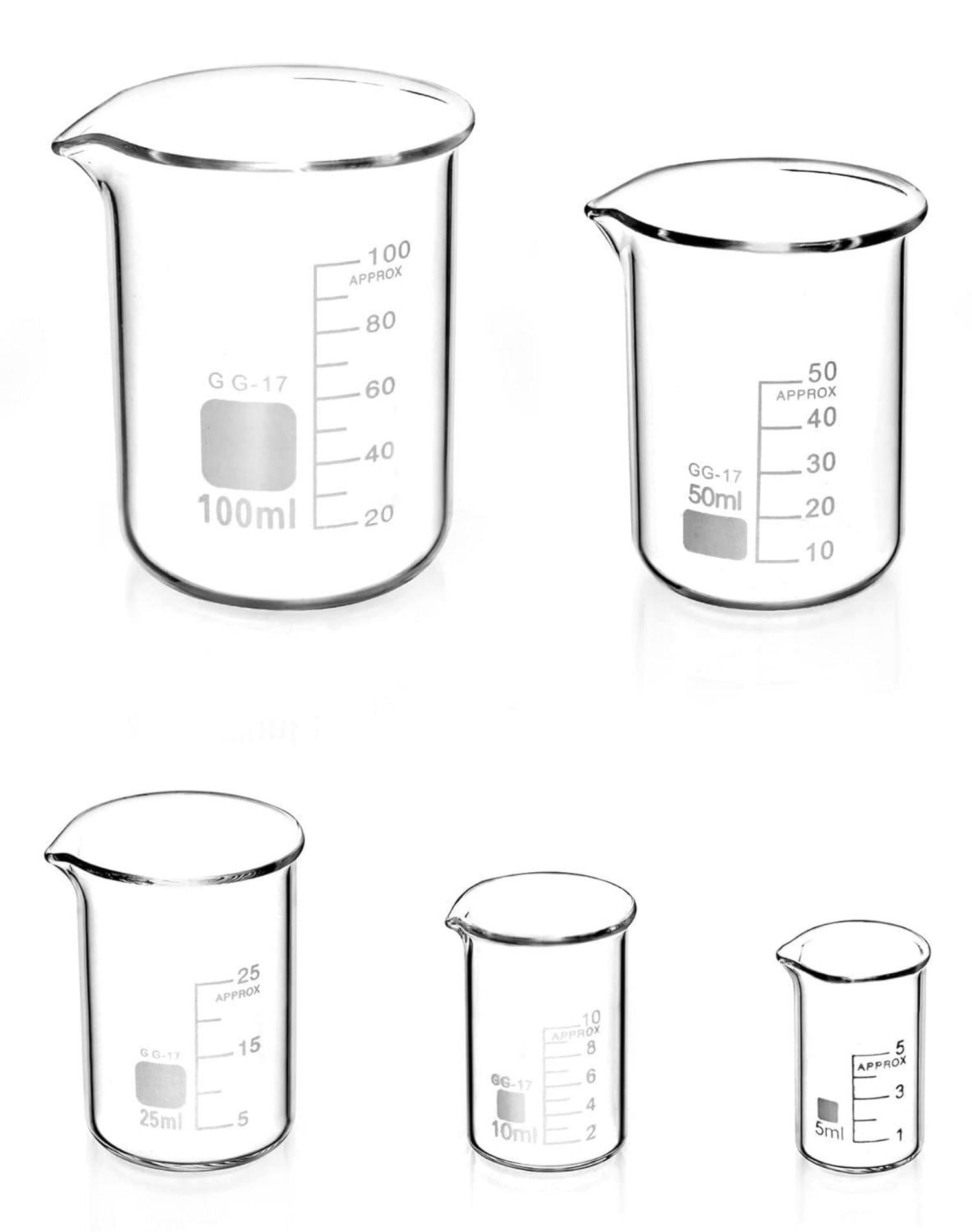 Abgestufte Messbecher Set Glas 5ml 10ml 25ml 50ml 100ml