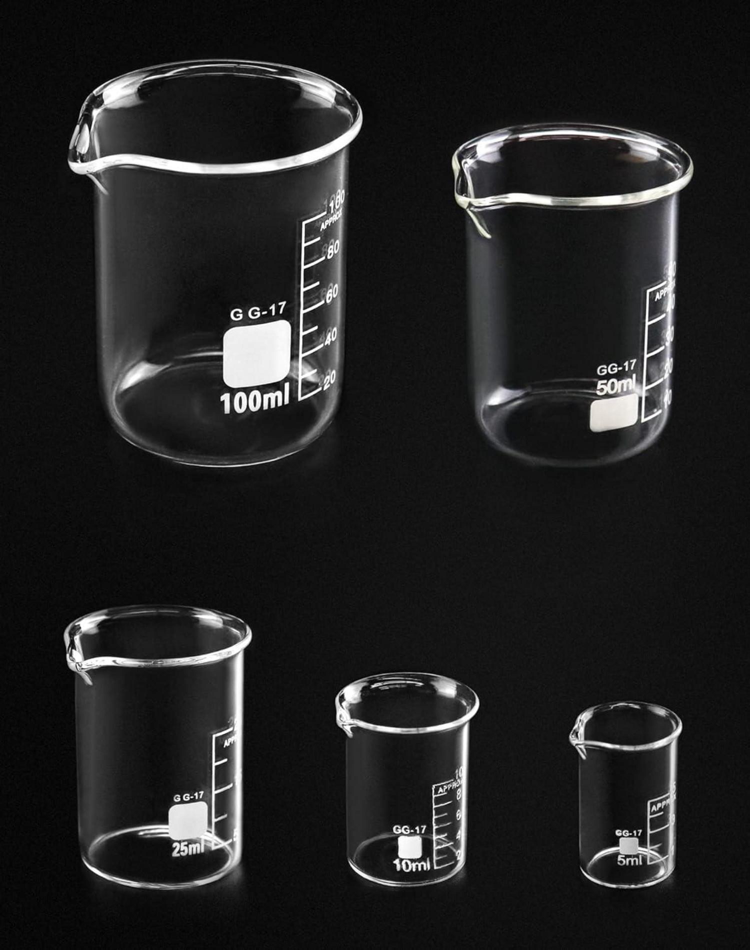 Abgestufte Glas Messbecher Set 5ml 10ml 25ml 50ml 100ml