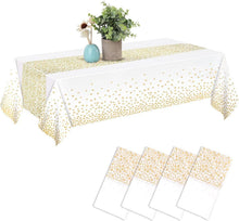 Einweg Tischdecke 137x274 cm 4er Pack Wasserdicht Weiß Gold