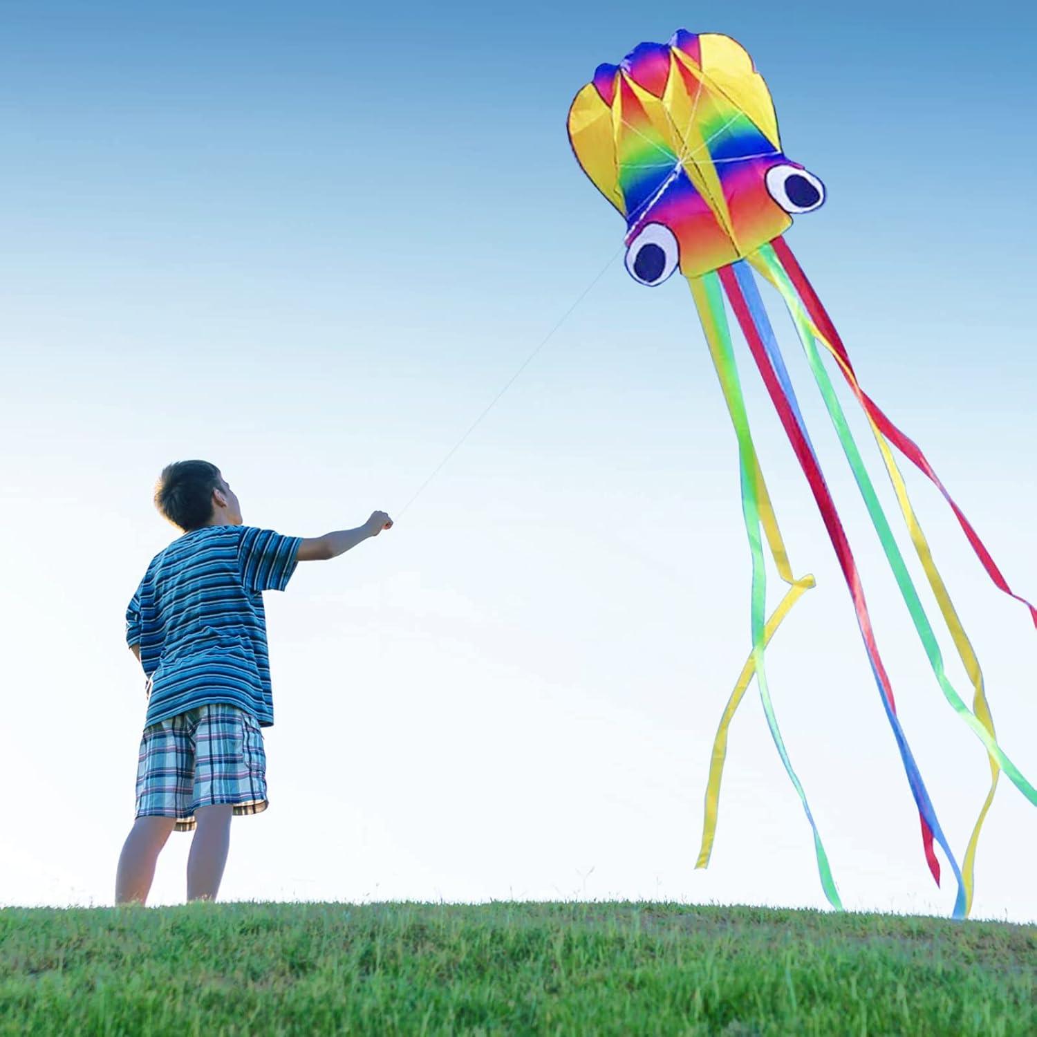 Großer Oktopus-Drachen für Kinder 100m Flugleine Strandspielzeug