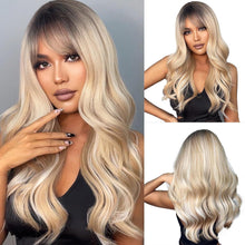 Ombre Blonde Synthetische Perücke mit Pony für Frauen Hitzebeständig