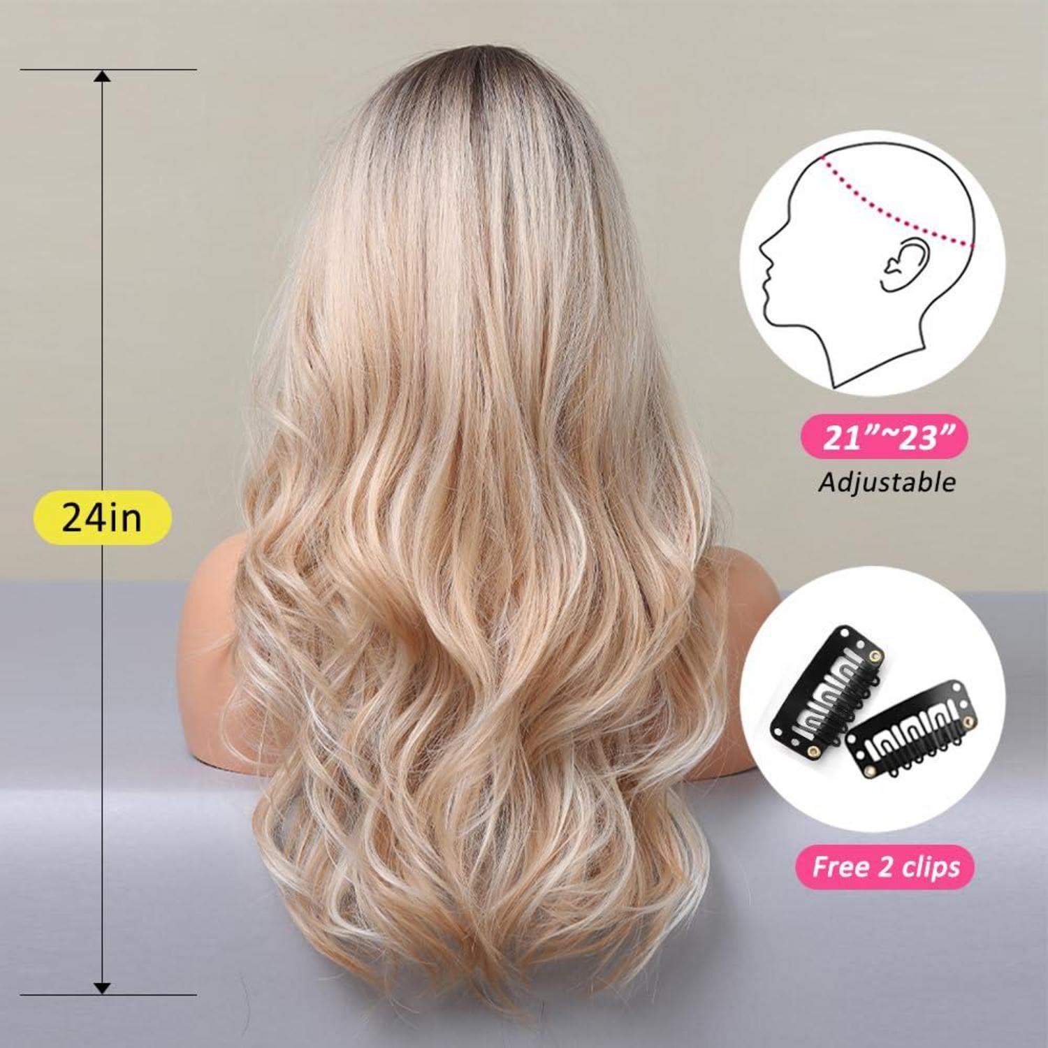 Ombre Blonde Synthetische Haar Perücke mit Pony Lang