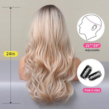 Ombre Blonde Synthetische Haar Perücke mit Pony Lang