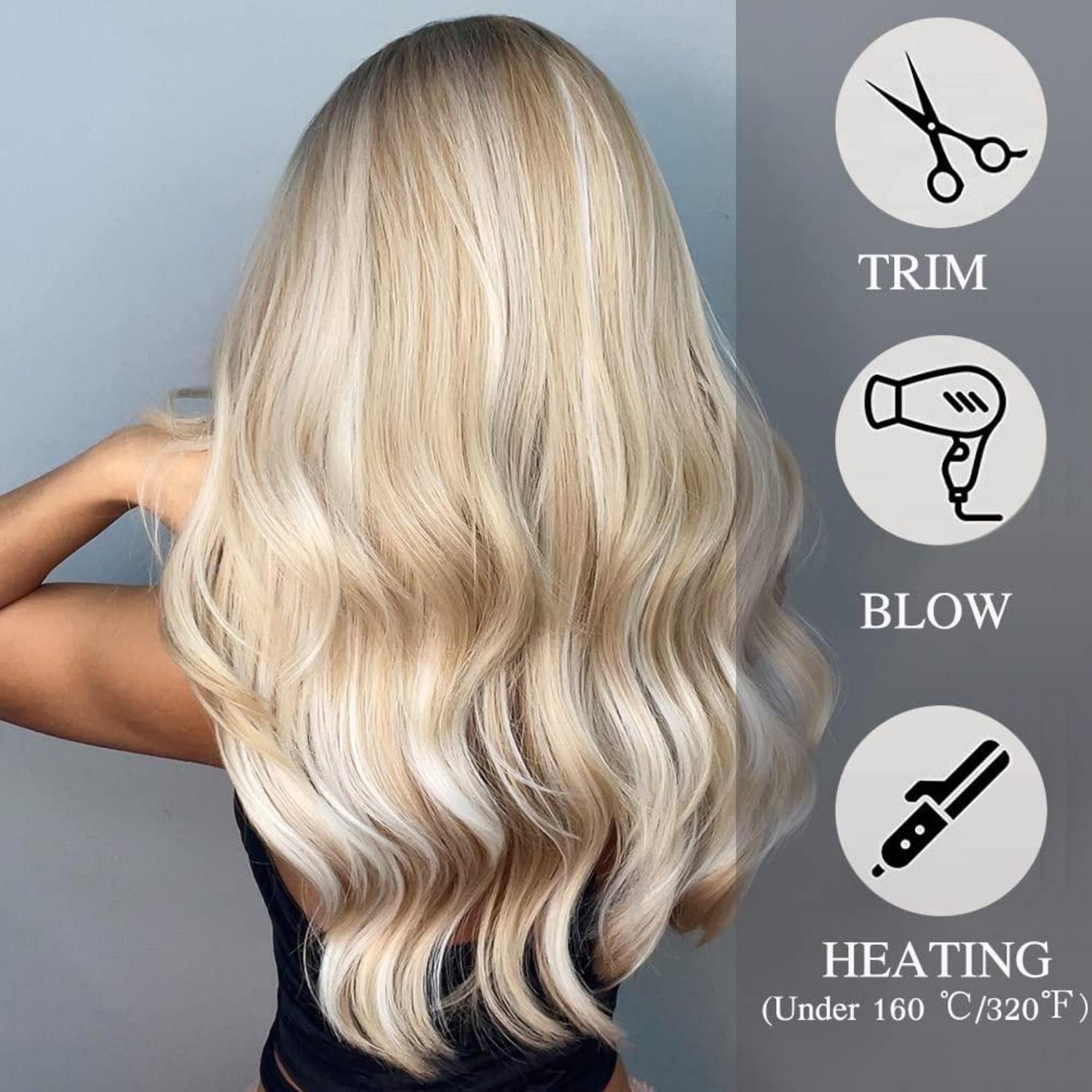 Ombre Blonde Synthetische Haar Perücke mit Pony Lang