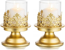 Vintage Metall Kerzenständer Set für Stumpenkerzen - Gold & Schwarz