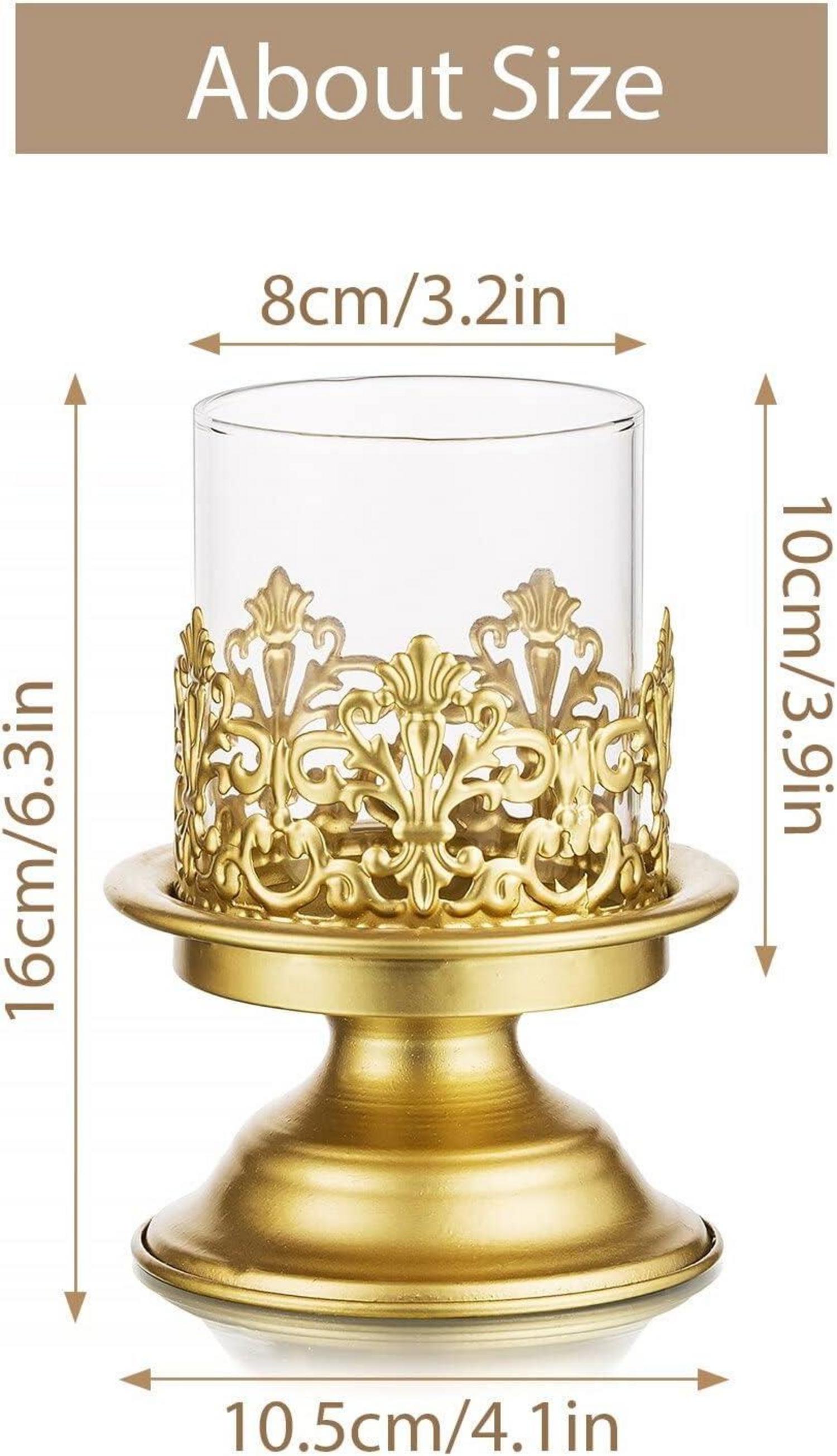 Gold Metall Kerzenständer für Stumpenkerzen Tischdeko Wohnzimmer Esstisch