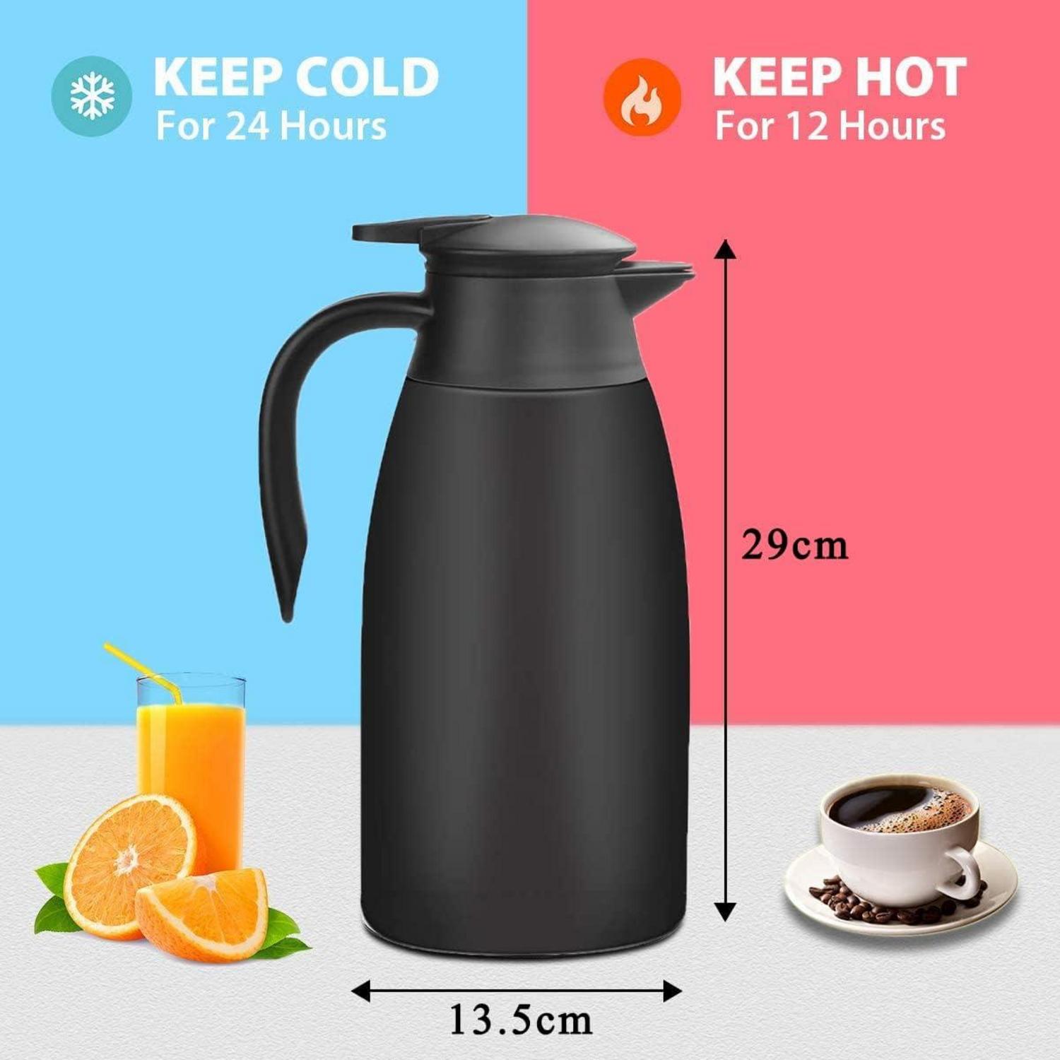 HwaGui Thermoskannen 2L Edelstahl Isolierkanne mit Quick Tip