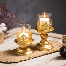 Goldener moderner Kerzenständer Set für Tischdeko - 2 Stück