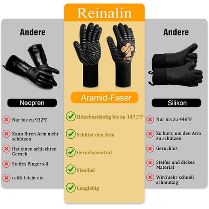 Grillhandschuhe Hitzebeständig 800°C L/XL/XXL Grill Zubehör