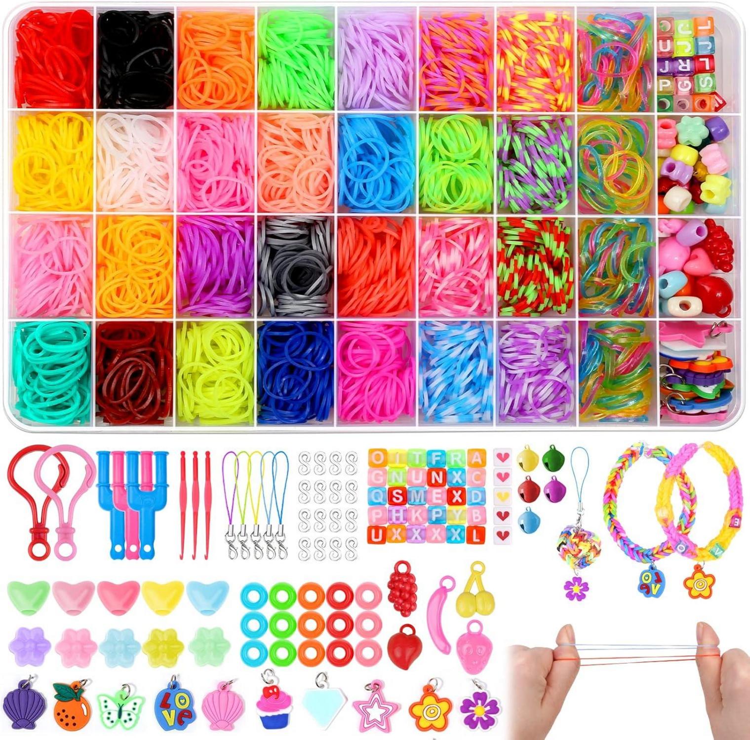 Loom Bänder Set 2600+ Zubehör Gummibänder Loops Gummis Armbänder