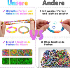 Loom Bänder Set 2600+ Zubehör Gummibänder Loops Gummis Armbänder