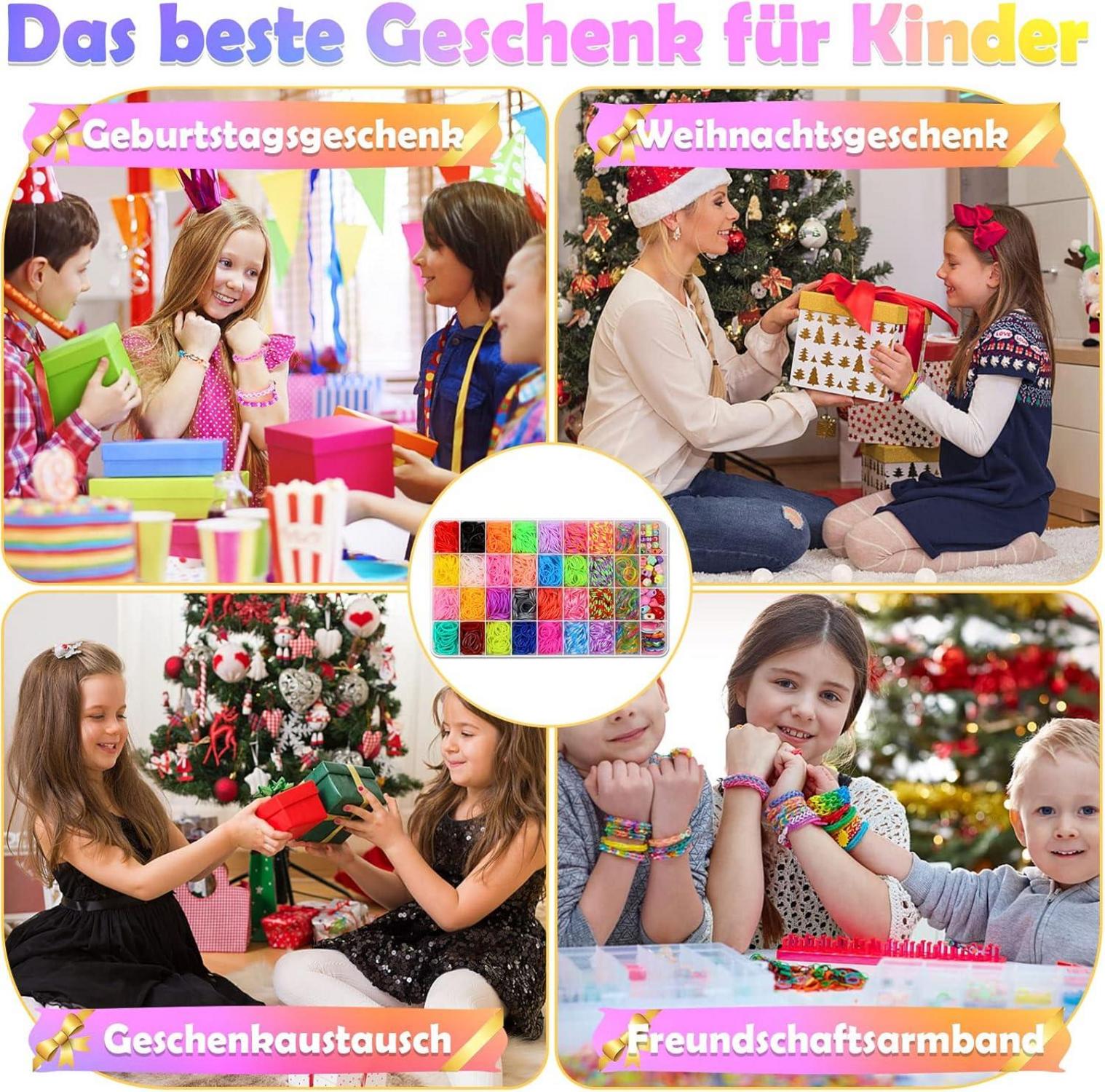 Bunte Loom Bänder Set 2600+ Gummibänder Zubehör für Kinder