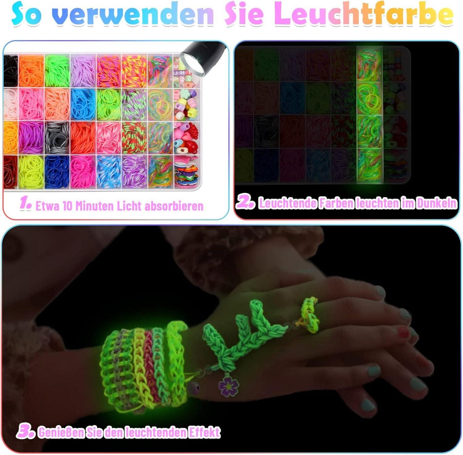 Loom Bänder Set 2600+ Gummibänder Zubehör für Armbänder DIY