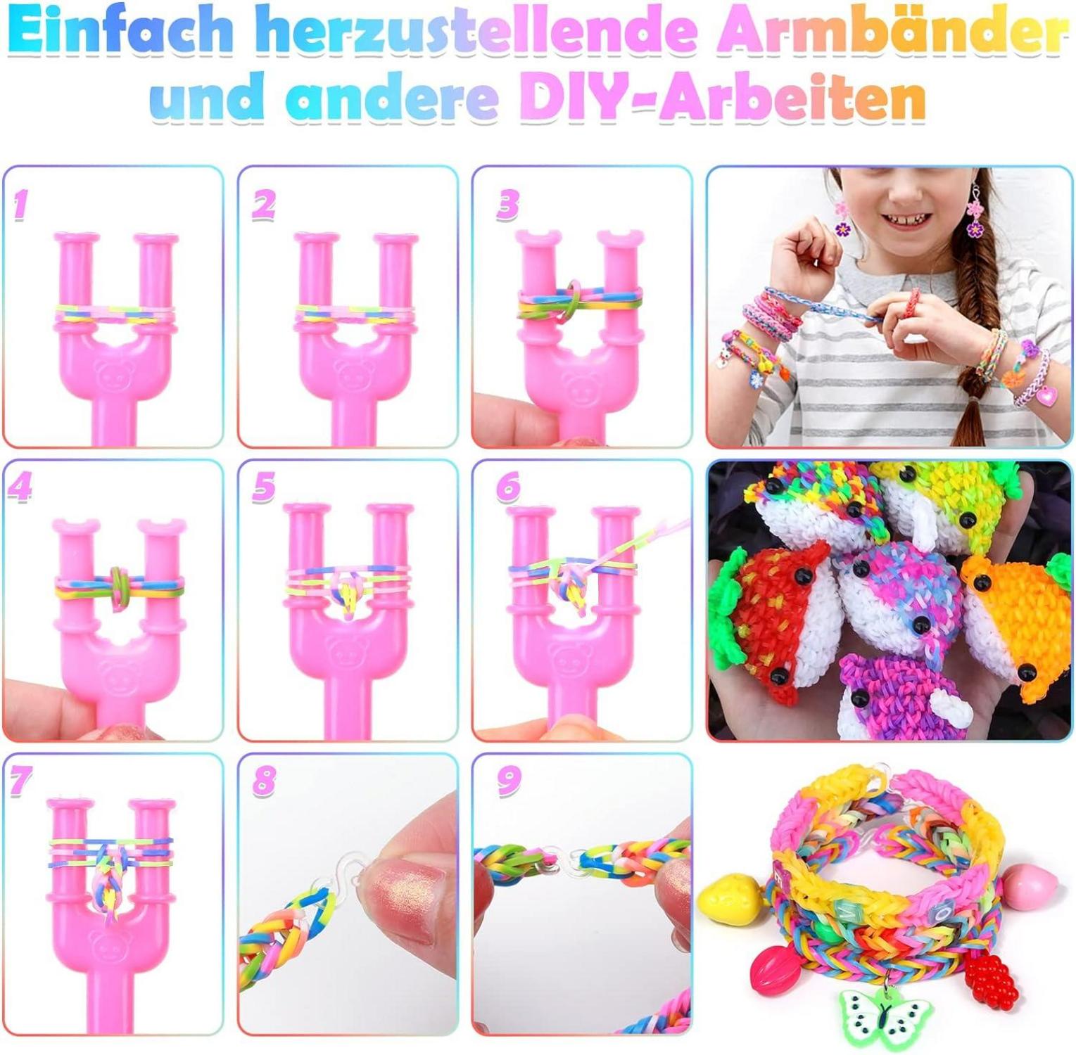 Bunte Loom Bänder Set 2600+ Gummibänder Zubehör für Kinder