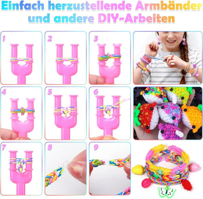 Bunte Loom Bänder Set 2600+ Gummibänder Zubehör für Kinder