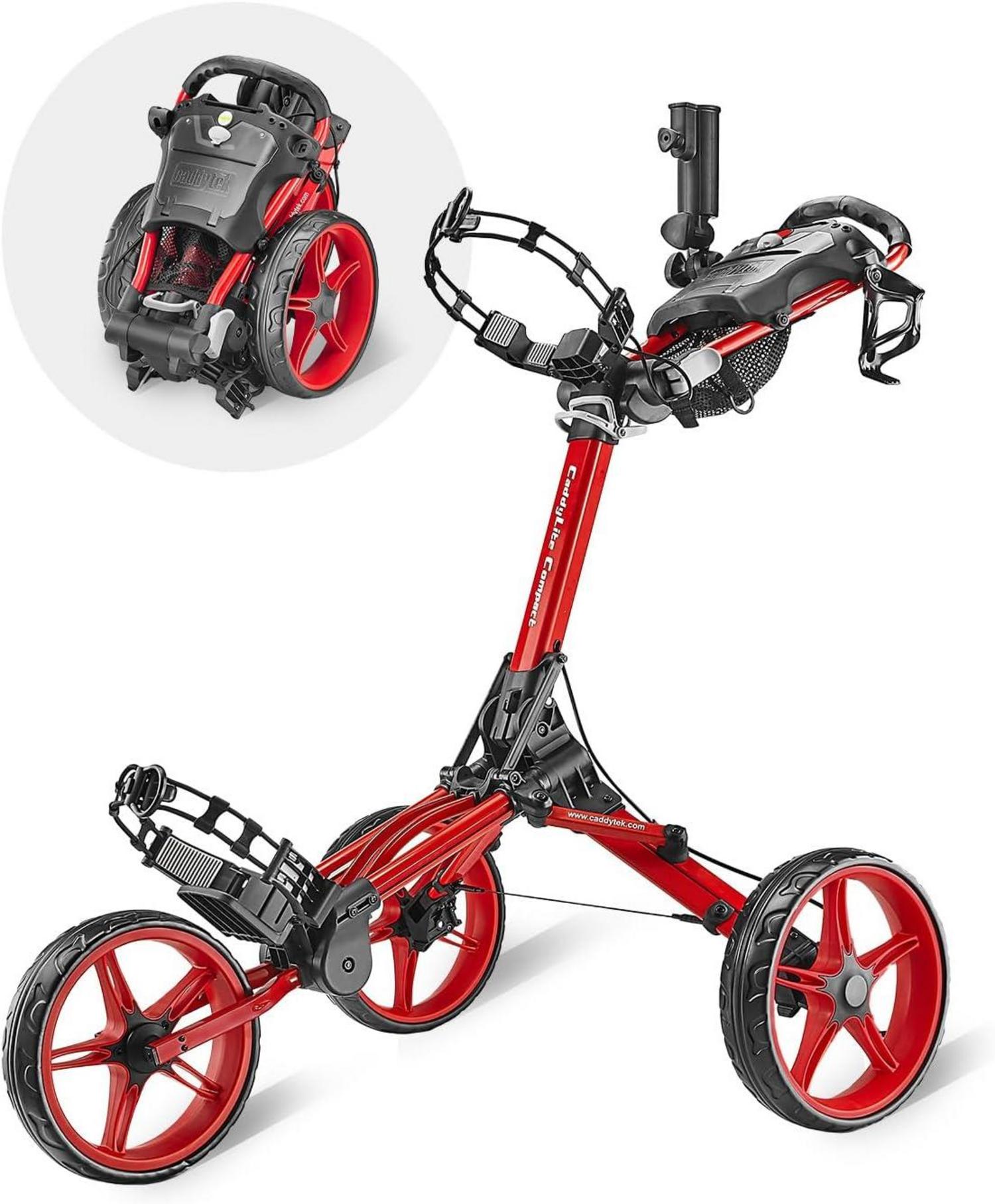 Golf Push Cart CaddyLite Compact Folding Unfolding Rot