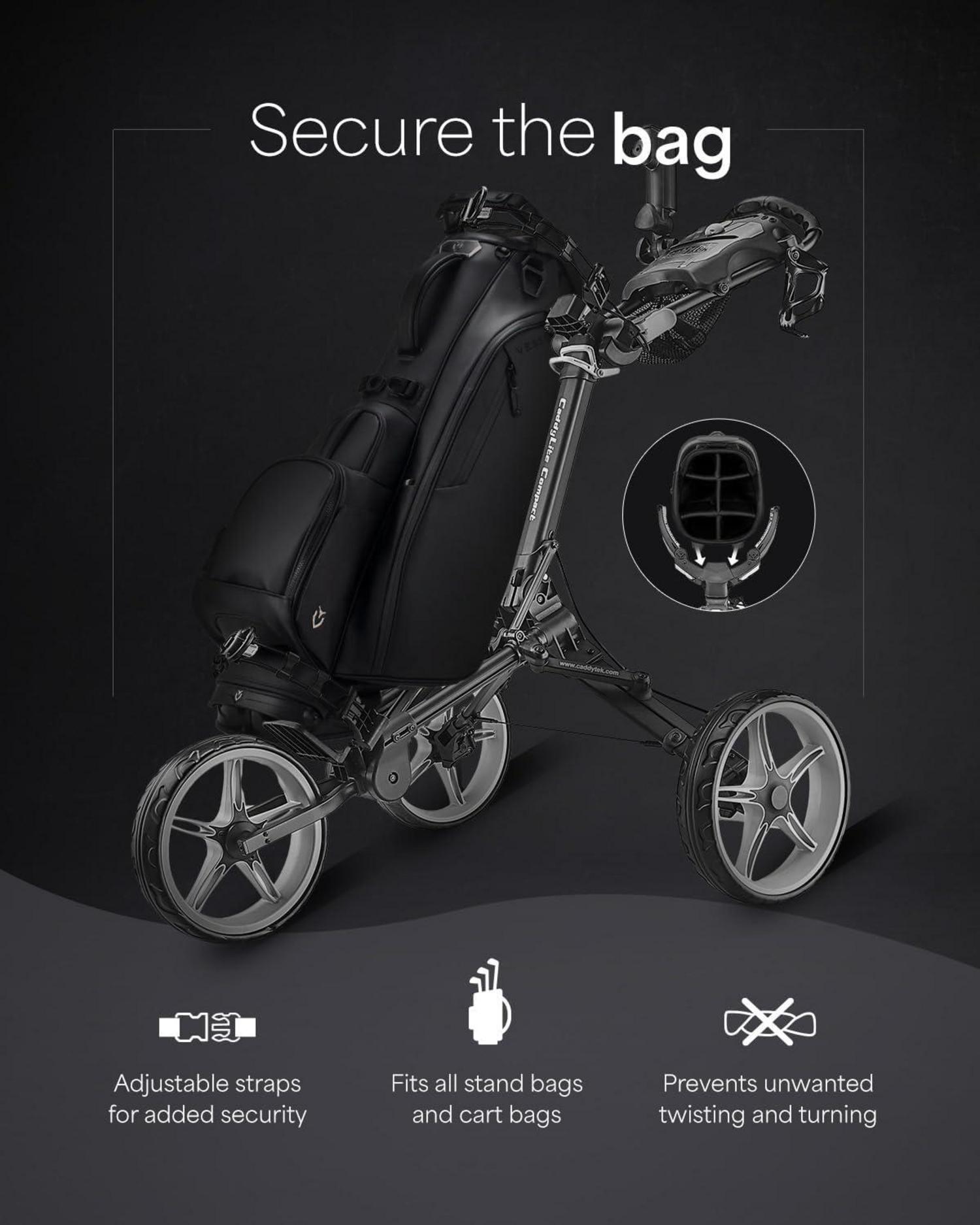 CaddyLite Compact Golf Push Cart in rot