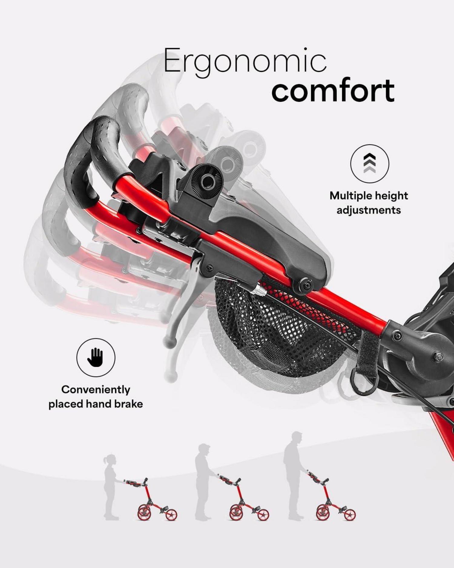 Caddytek CaddyLite Compact Golf Push Cart Folding Unfolding Rot