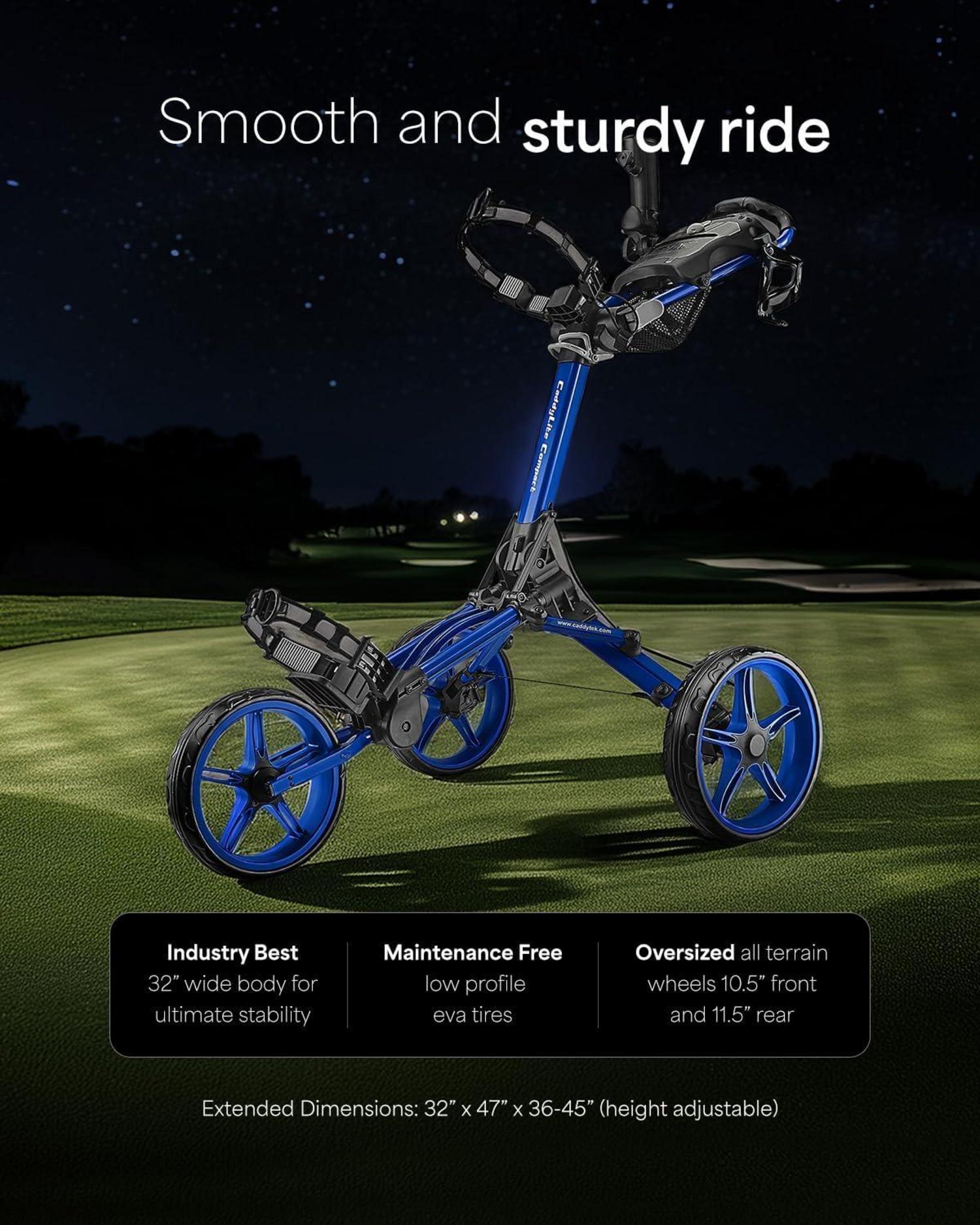 Caddytek CaddyLite Compact Golf Push Cart Folding Unfolding Rot