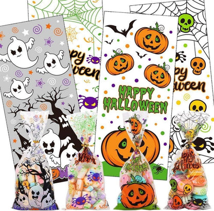 120 Stk Halloween Cellophantüten mit Bindebändern