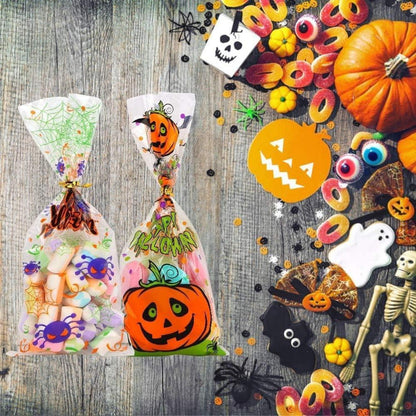 DERAYEE Halloween Cellophantüten 120 Stück Süßigkeiten Kekse Bonbons