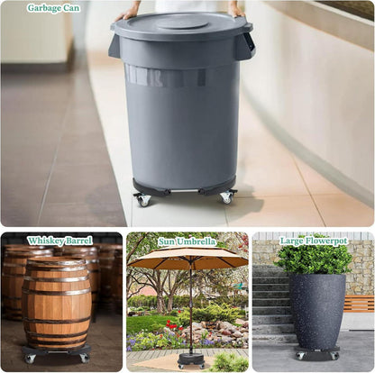 Pflanzenroller Rund Ø 40-54cm 200 KG Tragkraft Schwarz 360° Drehbare Räder