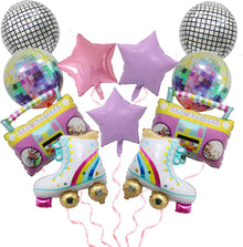 11er Regenbogen-Rollschuh-Ballons 4D rund aufblasbar Disco-Fieber