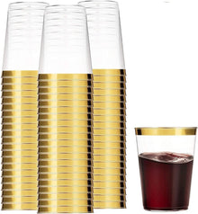 50 x Plastikbecher mit Goldrand 360ml - Elegante Partybecher