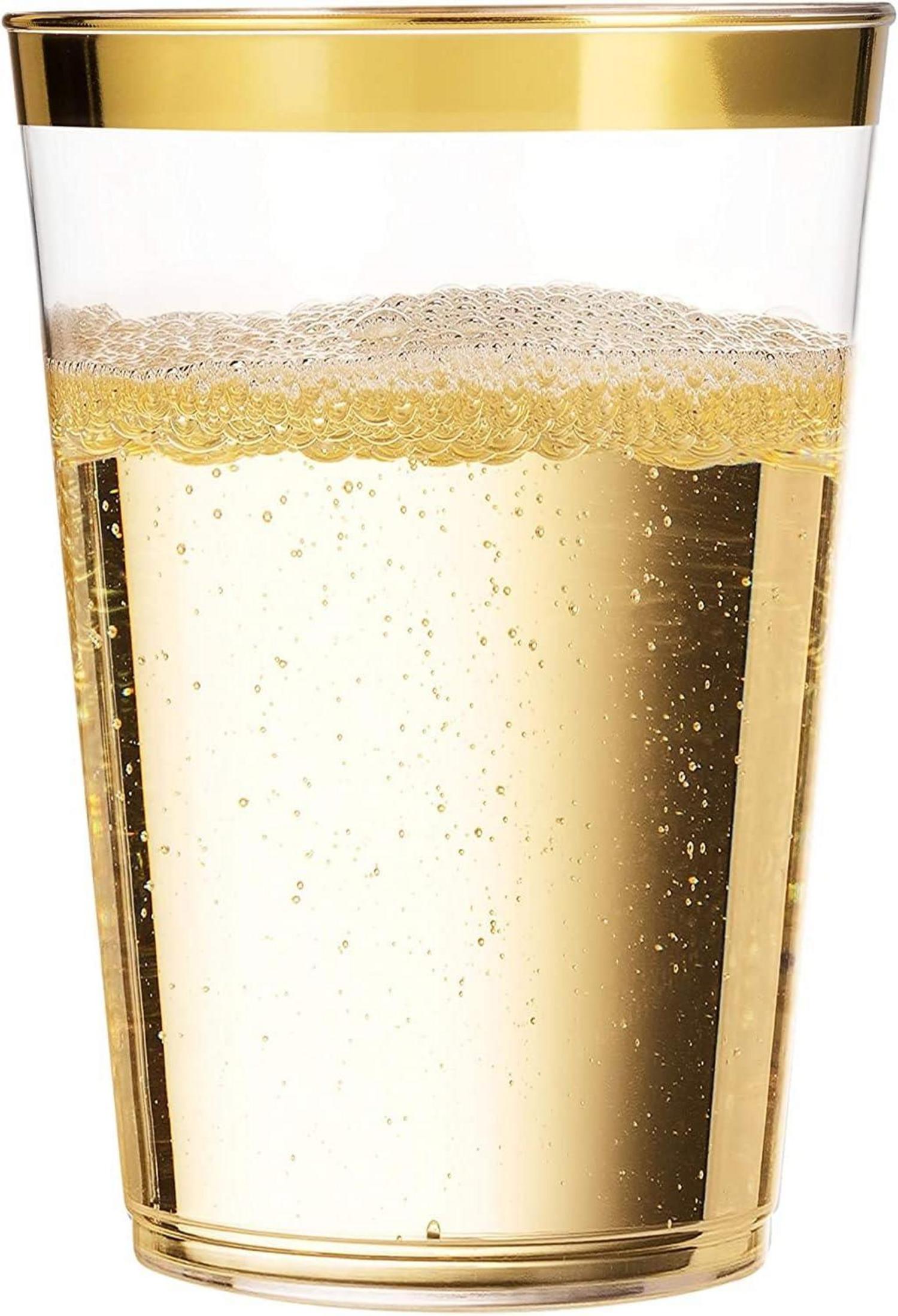 50 x Plastikbecher mit Goldrand 360ml - Elegante Partybecher